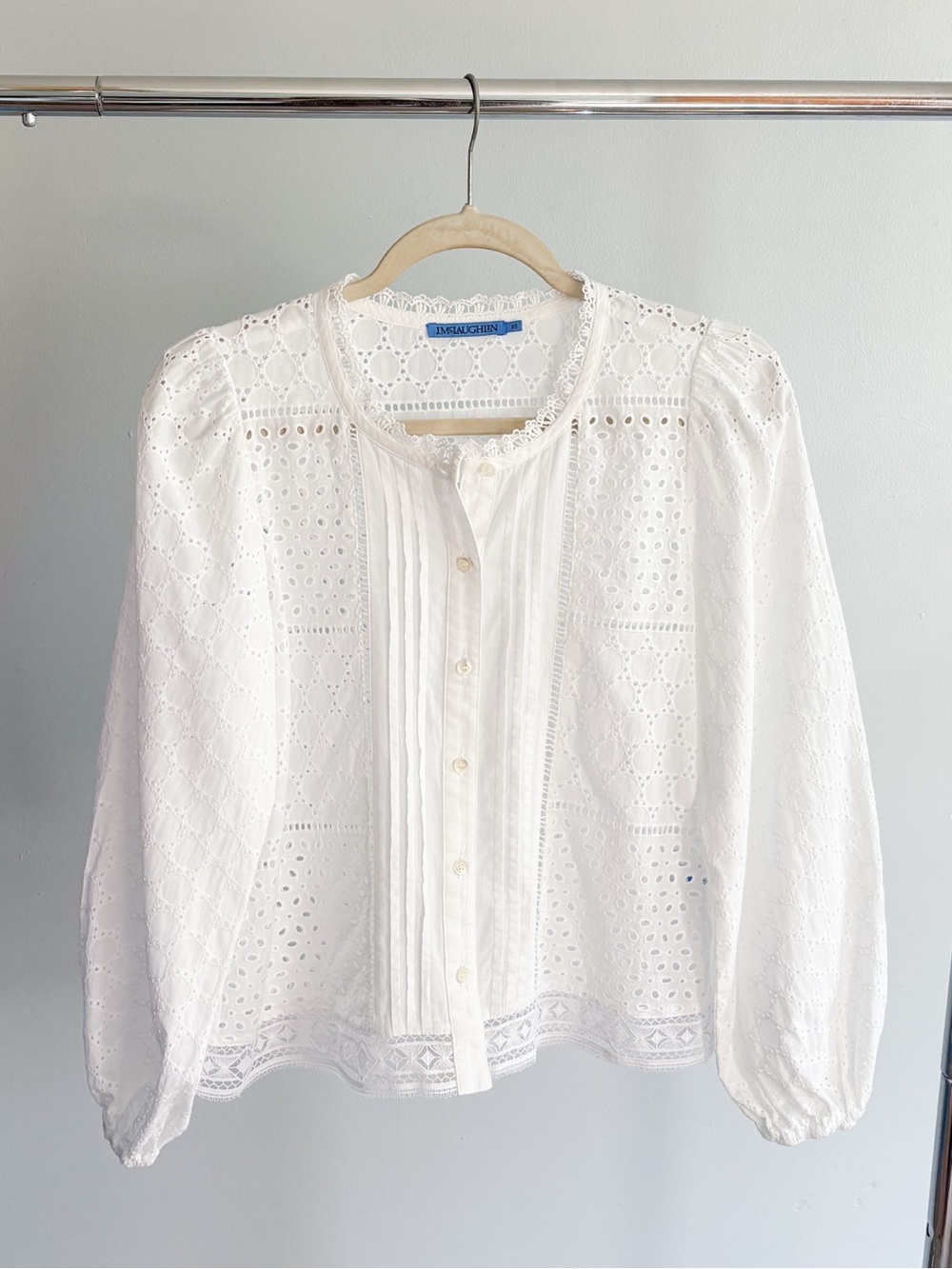 J McLaughlin Eyelet Blouse XS